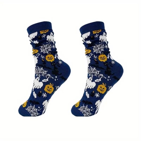 oly-98949c83b60b1675eead42bcf92ff0de Wholesale Halloween Skull Pumpkin Pattern Mid Calf Socks Polyester Unisex Fashion Accessory