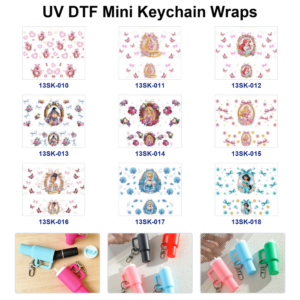 Wholesale 8pcs Fairy Tale Girl UV DTF Mini Cup Keychain Sticker