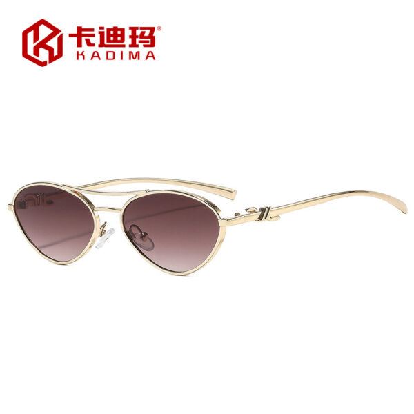 Wholesale Metal Gold Frame Double Beam Retro Cat Eye Sunglasses UV400 for Men Women