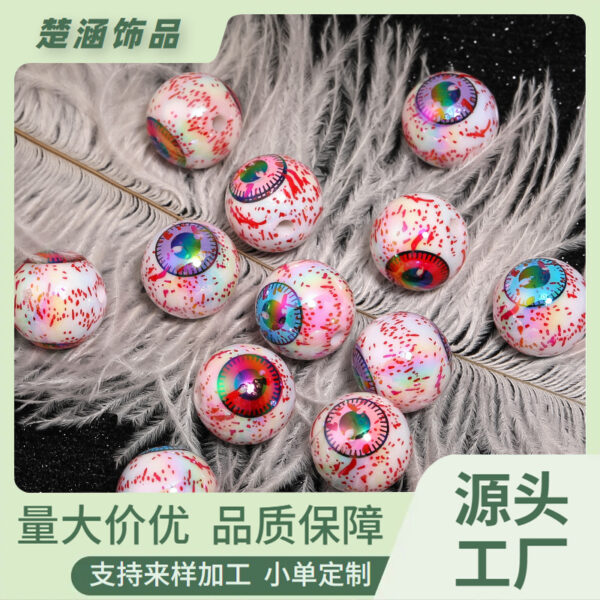oly-98c9bd92fe0ef25aa3ee1c6f14d01dcb Wholesale Fashion Acrylic Evil Eye Beads Halloween DIY Loose Beads for Jewelry and Phone Chain Craft Supply