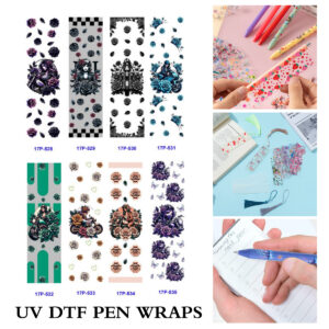 oly-98dbe0152a60ae49b62cb8c12265c034 Wholesale 2/8/16pcs Gothic Motorcycle Lady Dark Rose Checkerboard Series UV DTF Pen and Bookmark Stickers