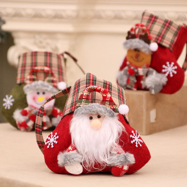 Wholesale Plaid Cartoon Christmas Candy Gift Bags Cloth Party Favor Boutique Resale Accessory