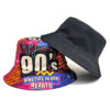 Wholesale Retro 90s Cartoon Print Reversible Bucket Hat Sun Protection Fashion Accessory