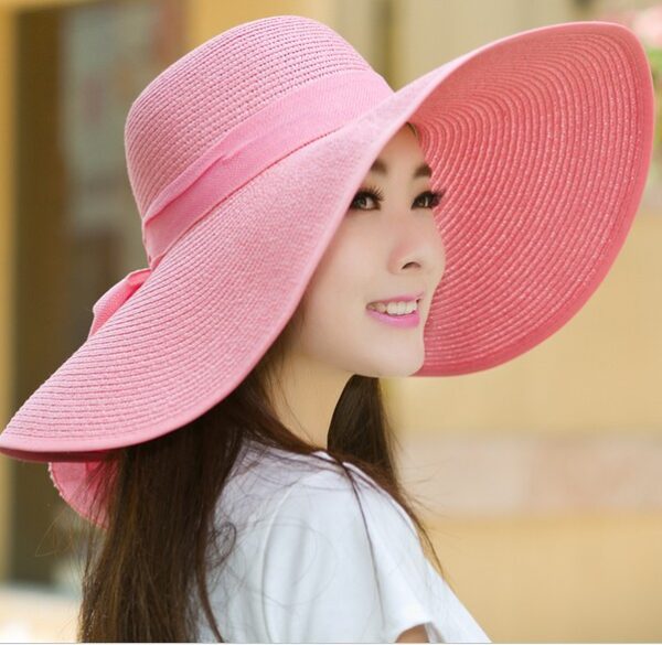 oly-992ca4506c647af1691c50c21797a486 Wholesale Natural Straw Sun Hat Summer Beach Big Brim for Women Yellow Sun Protection Resale