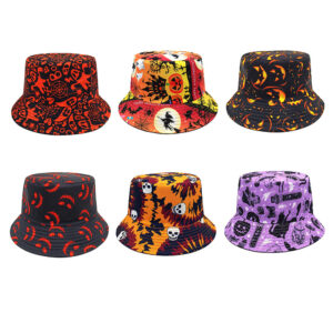 Wholesale Trendy Halloween Bucket Hat with Sun Protection Short Brim Dome Top Party Accessory