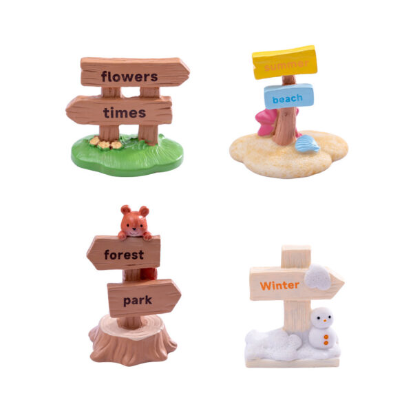 Wholesale Cartoon Resin Road Sign Ornaments for DIY Moss Landscape Home Decor Decorative Accent