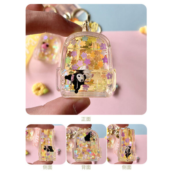Wholesale Oil Flowing Quicksand Design Acrylic Keychain Bag Pendant Car Key Accessory Gift