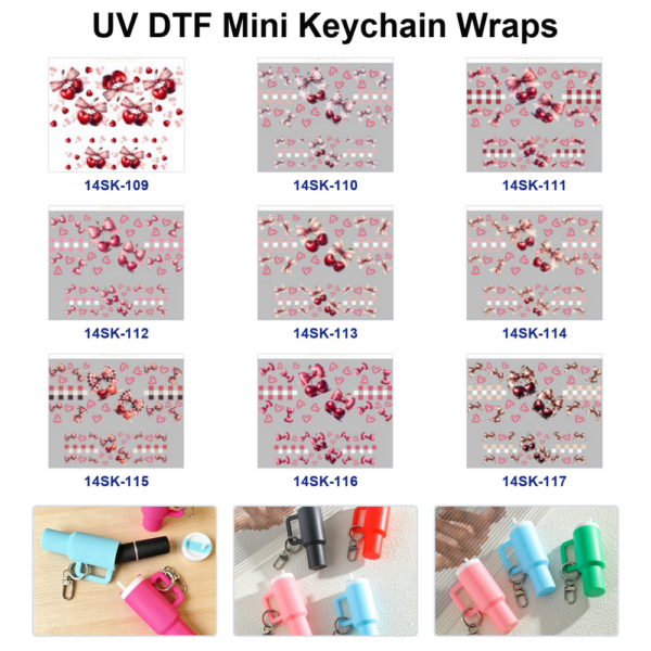 oly-99ba6ee522659f1463539ef43caefa3b Wholesale 2/4/8pcs Cherry Bow Heart Mini Cup Keychain Sticker