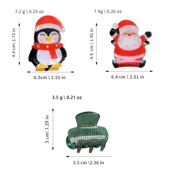 oly-99ca193dd02b4d5e6446e6553172b7c0 Wholesale Cartoon Santa Claus Penguin Rhinestone Hair Claw Clip Acrylic Gripper for Women Everyday Styling Boutique Resale