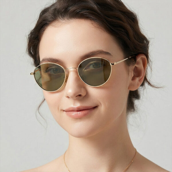 Wholesale Retro Metal Oval Sunglasses UV400 Unisex Fashion Accessory for Outdoor