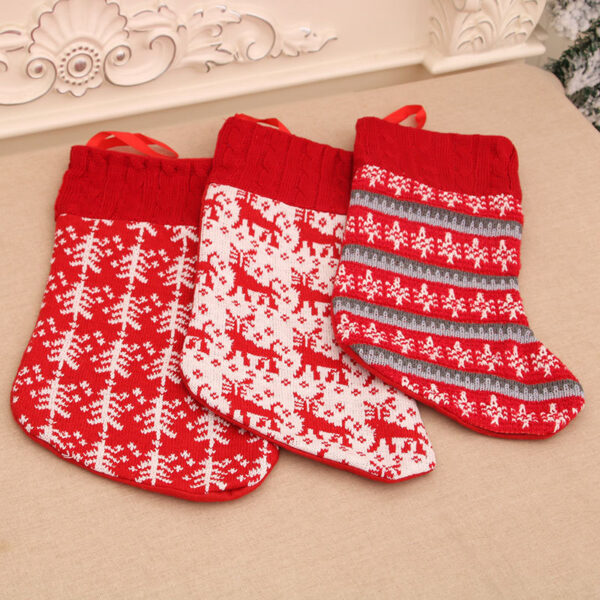 Wholesale Knitted Striped Christmas Stocking Holiday Gift Decorative Bag for Boutique Resale