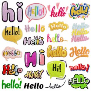 oly-9a4001445ffb382ff54c8897624308b6 Wholesale Hello Hello Embroidered Patch - Trendy Decorative Accent for Everyday Use