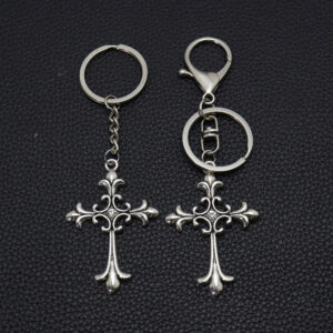 Wholesale Vintage Cross Rhinestone Keychain Zinc Alloy Antique Finish Bag Charm Boutique Resale