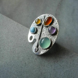 Wholesale Geometric Irregular Vintage Ring Mixed Color Gemstone Jewelry Accessory Gift