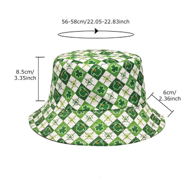 Wholesale Clover Pattern Double Sided Bucket Hat Fashion Sun Protection Foldable Hat for Resale