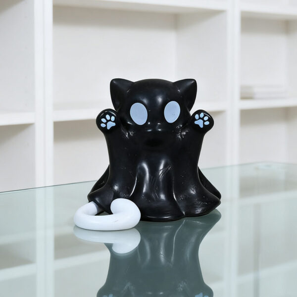 Wholesale 3D Printed Ghost Cat Figurine Creative Middle Finger Design Halloween Home Decor Gift