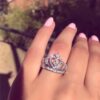 Wholesale Crown Design Silver Alloy Ring with Zircon - Boutique Jewelry Accessory