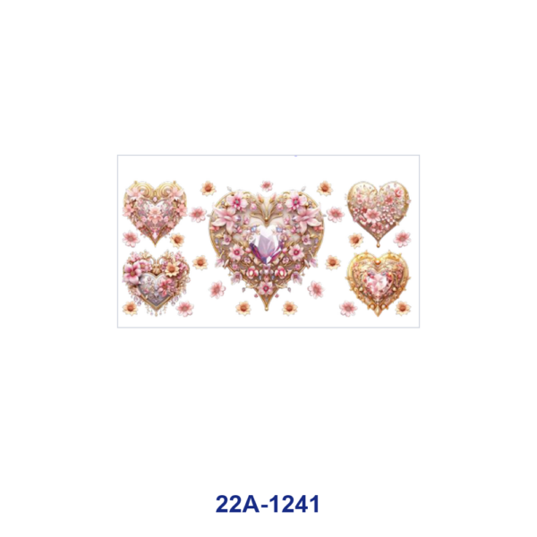 oly-9a95ff3c63cac1d7f8962f8918dcf998 Wholesale 5pcs Luxurious Gilded Pink Valentines Gem Heart Floral Heart Pearl Butterfly Tiny Flower Star Mixed Decor Prints 16oz Cup UV DTF Wraps