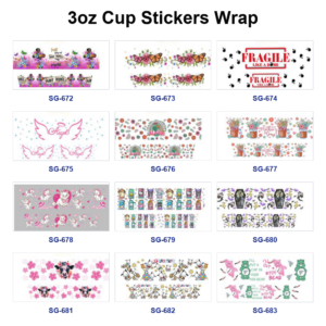 Wholesale 8pcs Pastel Tiny Floral Doodle 3oz Tumbler Stickers Wrap OLY Exclusive