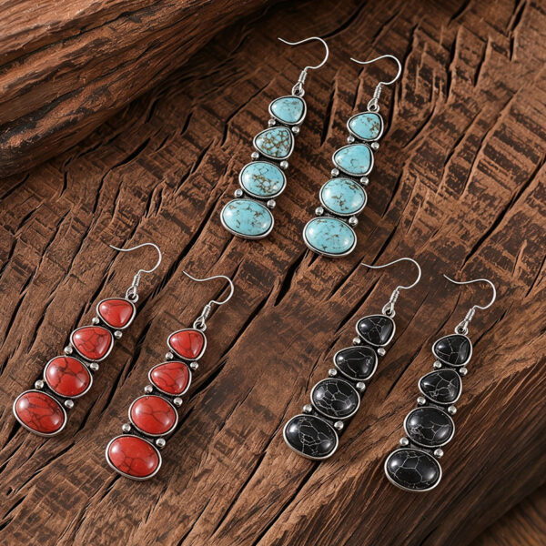 oly-9aa692c9c3962433a4e68b82f5088aaa Wholesale Bohemian Retro Turquoise Tassel Drop Earrings Fashion Jewelry Accessory Boutique Gift