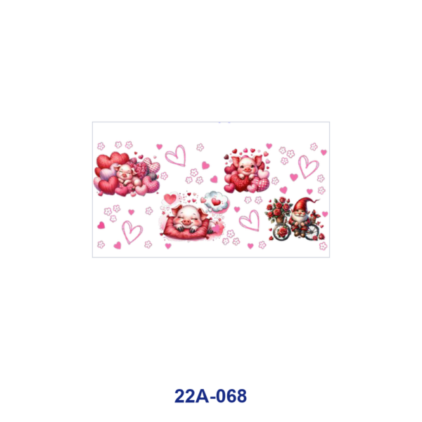 oly-9ad8574fae8f9a164f2c9c7e8b58b02d Wholesale 5pcs Valentine Garden Sprite Cute Pig Red Pink Rose Heart Bow Mixed Floral Print 16oz Cup UV DTF Wraps