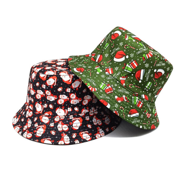 Wholesale Chic Christmas Pattern Fisherman Hat with Santa Deer Snowman Print Unisex Sun Hat for Everyday Use