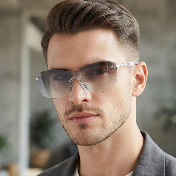 Wholesale Frameless Trendy Sunglasses UV400 Gray Lens Outdoor Sun Glasses Gift