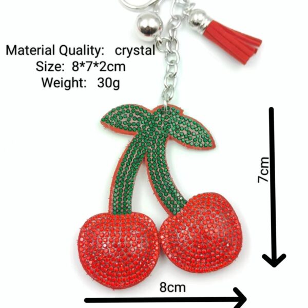 Wholesale Rhinestone Cherry Keychain with Tassel, Fashion Decorative Bag Charm, Boutique Resale Gift