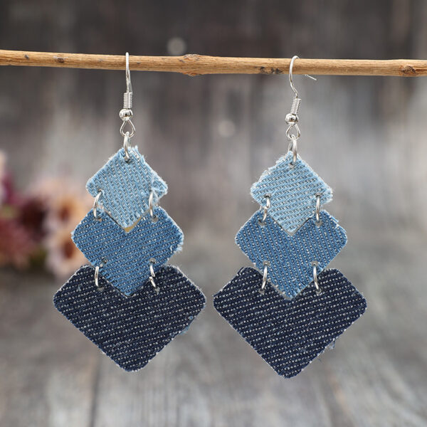 oly-9b4c95d23ee9b03ee00469d957644580 Wholesale PU Leather Denim Style Geometric Earrings for Women Fashion Accessory