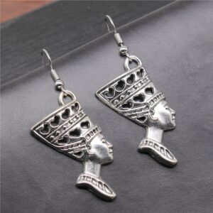 Wholesale Vintage Egyptian Queen Drop Earrings Gold Alloy Electroplated Party Wear Jewelry Accessory