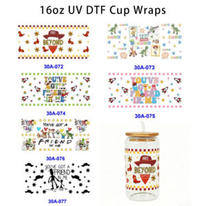 Wholesale 5pcs Western Cowboy Space Text 16oz Cup UV DTF Wraps OLY Exclusive