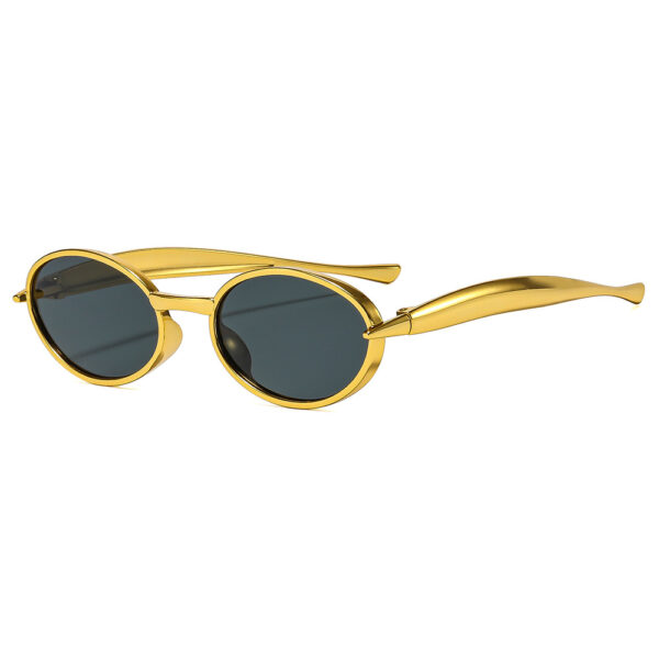 Wholesale Fashion Oval Small Frame Double Beam Sunglasses Gray Lens UV400 Sun Protection