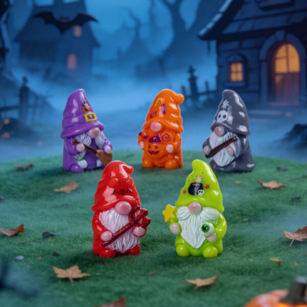 oly-9b735f53e60a8d26e0583bcdb22b33e4 Wholesale Halloween Themed Resin Miniature Ornaments - Wizard, Elf, Pumpkin House, Ghost - Decorative Accent for Home Decor