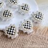 Wholesale Resin White Heart Checkerboard Beads Phone Charm DIY Craft Supply