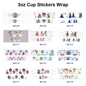 Wholesale 8pcs Whimsical Cartoon Characters 3oz Tumbler Stickers Wrap OLY Exclusive