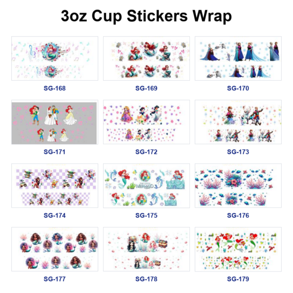 Wholesale 8pcs Whimsical Cartoon Characters 3oz Tumbler Stickers Wrap OLY Exclusive