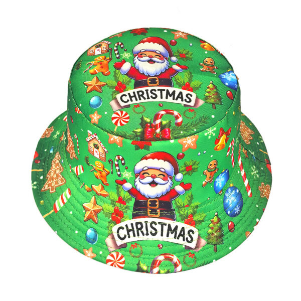 Wholesale Santa Claus Bucket Hat Digital Print Reindeer Bells Party Fashion Accessory