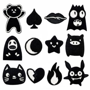 oly-9b94bb2ed2de0448aed00c76b3ec42f5 Wholesale Korean Ins Style Black White Cat Cartoon Iron-On Embroidered Patches Craft Supply for DIY Shoes and Hats