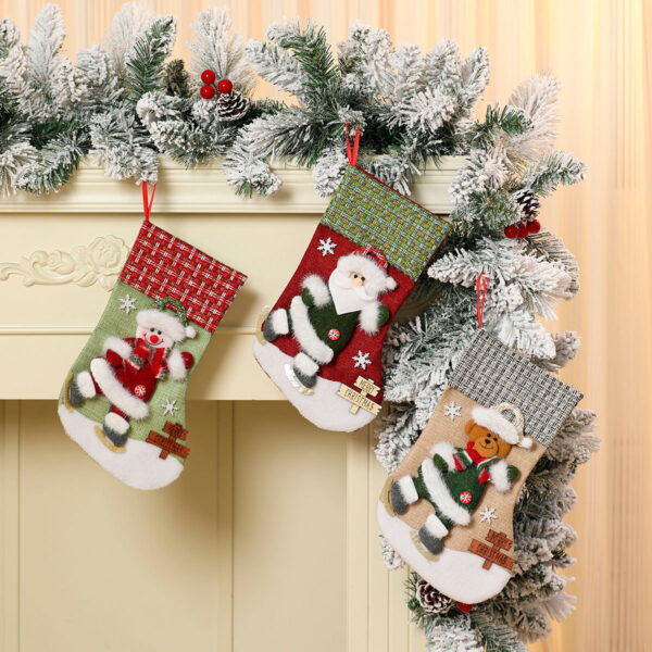 Wholesale Plush Cartoon Christmas Stocking Gift Bag Decorative Accessory Tree Hanging