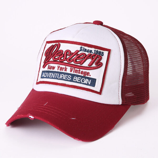 oly-9c44ae0019435611ba50ff50aa867ebf Wholesale Chic Embroidered Letter Baseball Cap Adjustable Mesh Red Summer Breathable Fashion Accessory