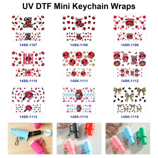 Wholesale 2/4/8pcs Retro Trendy Lips Bow Beauty Print Mini Cup Keychain Sticker