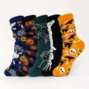 oly-9c53e5880f62b62910bf06325f980e48 Wholesale Halloween Skull Pumpkin Pattern Mid Calf Socks Polyester Unisex Fashion Accessory