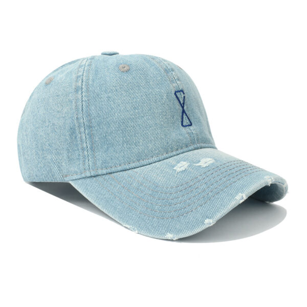 oly-9c56792127f8ff6ec2efdcbf4cef31a8 Wholesale Distressed Denim Baseball Cap - Black Adjustable Ripped Hat for Casual Fashion