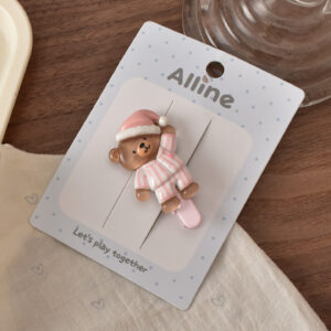 #7 Pink Striped Pajama Bear - 1pc