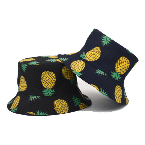 oly-9c8da9d9f22db4fef27d401e7ddee415 Wholesale Cotton Pineapple Print Double Sided Fisherman Hat Sunscreen Wide Brim Fashion Accessory for Travel