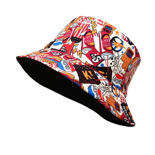 Wholesale Stylish Reversible Bucket Hat with Hamburger Cola Print for Sun Protection Unisex Everyday Wear