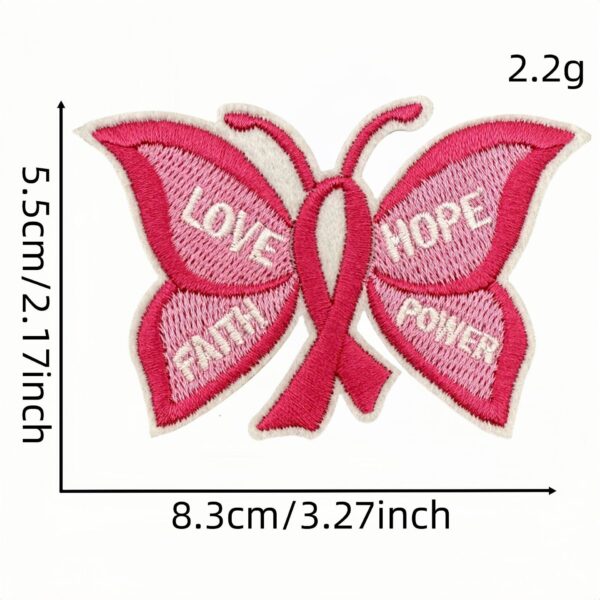 oly-9c9602cfb8833dd0f2c143d022d6728c Wholesale 8 Pieces Polyester Embroidered Patches Pink Ribbon Butterfly Design Decorative Accent for Everyday Use