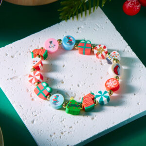Wholesale Christmas Polymer Clay Bracelet Handmade Colorful Beaded Jewelry for Women Travel Commemoration Gift Fashion Accessory