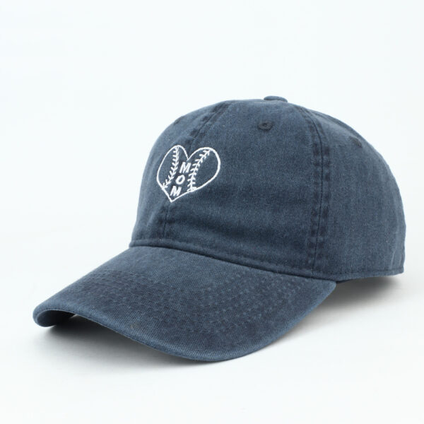 Wholesale Mom Heart Embroidered Distressed Baseball Cap Black Chic Fashion Accessory Gift