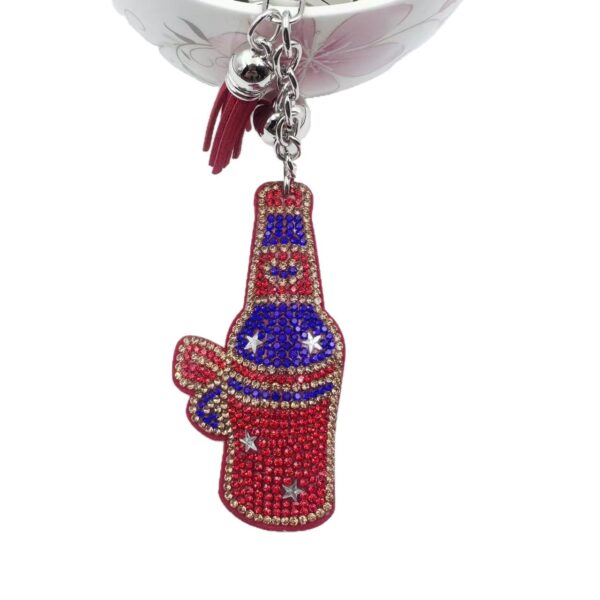 Wholesale Cartoon Wine Bottle Rhinestone Keychain Tassel Fashion Accessory Gift